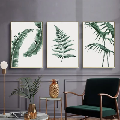  4 Plant Home Decor Prints Floral Kitchen Flower Leaves Botanical Framed Plant Wall Art Canvas Prints