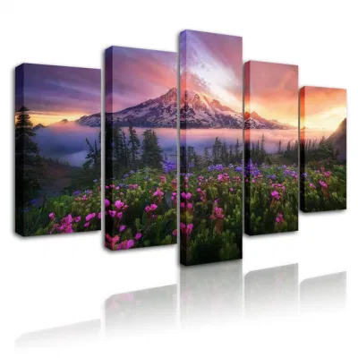 Kids Room Landscape Sunset Scenery Posters HD Prints Canvas 5 Pieces Flower Canvas Wall Art Decor Painting Wall Art