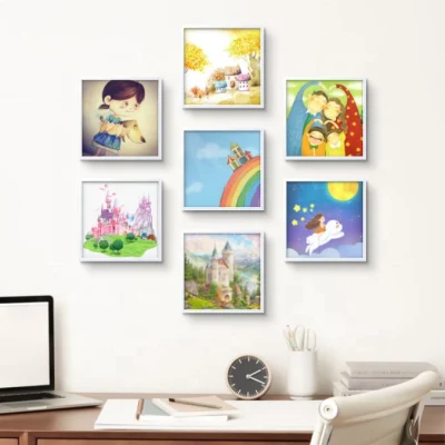 8X8inch Border Design Showcase Full Photo Black White Resin Frame