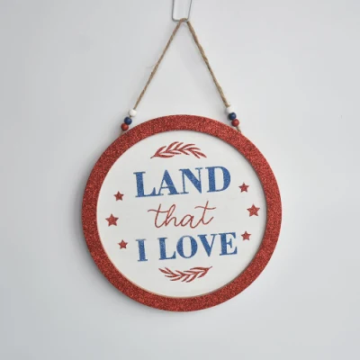  Wooden 4th of July Wall Plaque, Wooden Glitter Wall Decoration
