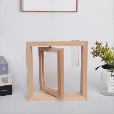  Rotating Photo Frame Square Wooden Frame Desktop Ornament