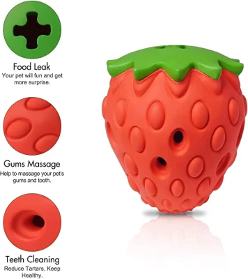  Strawberry Dog Chew Toys Rubber for Boring Puppy Teething Toys