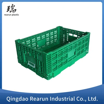 Basic Customization Supermarket Vegetable and Fruit Plastic Box Crate Foldable Folding Basket Plastic Storage