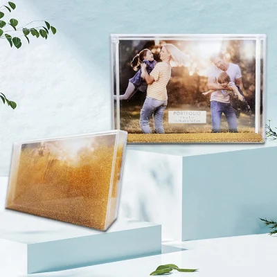  Glitter Liquid Photo Frame Transparent Snow Globe Photo Frame with Confetti