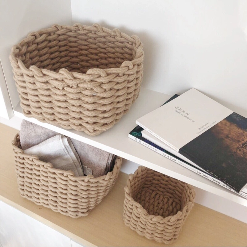 Hand-Woven Storage Basket Nordic Desktop Organizer Toys Clothes Storage Baskets Cosmetic Book Container Box Basket