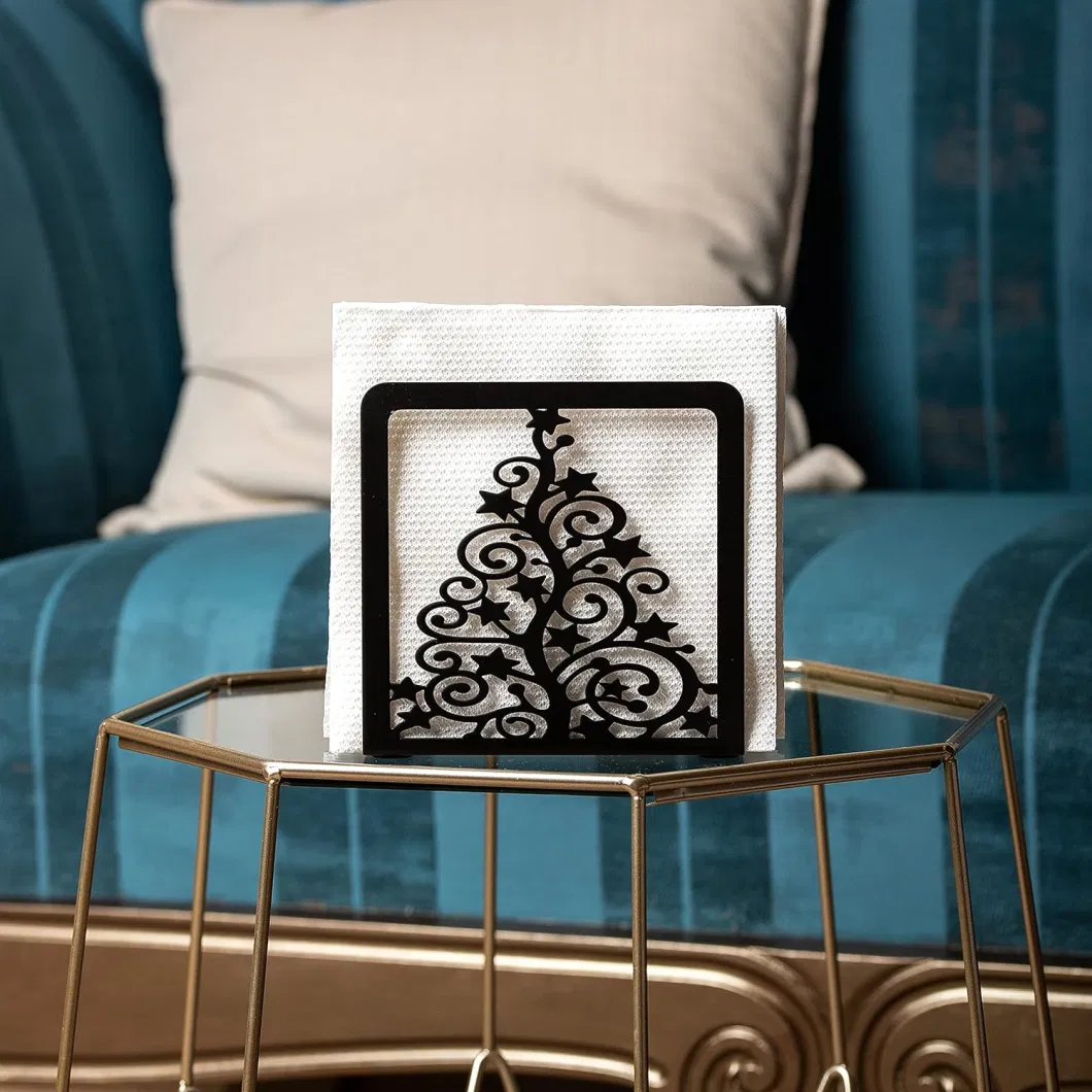 Christmas Tree Modern Freestanding Black Metal Napkin Holder