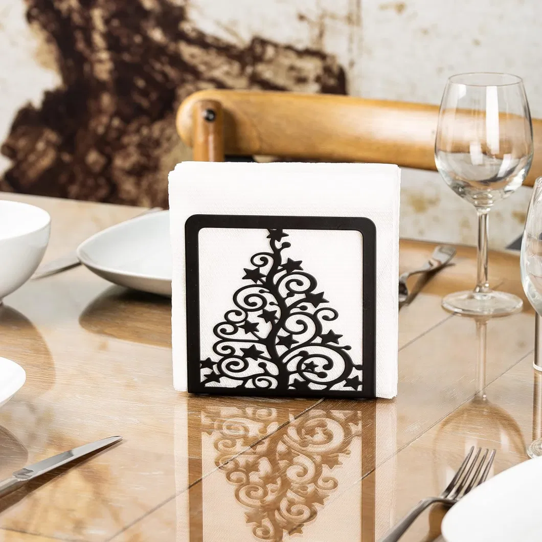 Christmas Tree Modern Freestanding Black Metal Napkin Holder