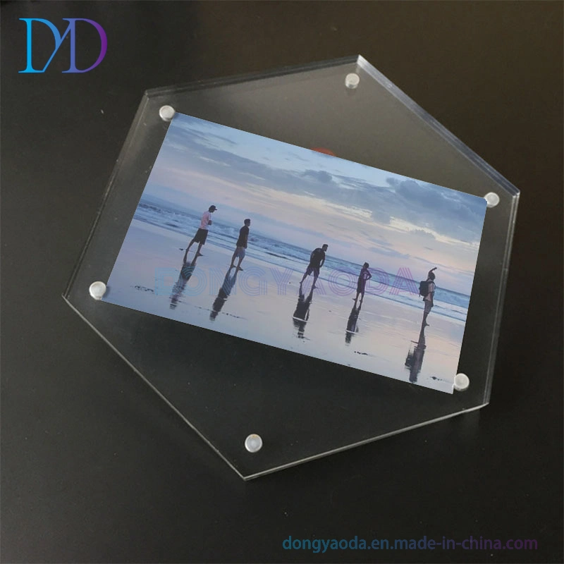 Custom Creative Personality Hexagonal Acrylic Photo Frame Hexagonal Diamond Magnetic Wall Hanging Table