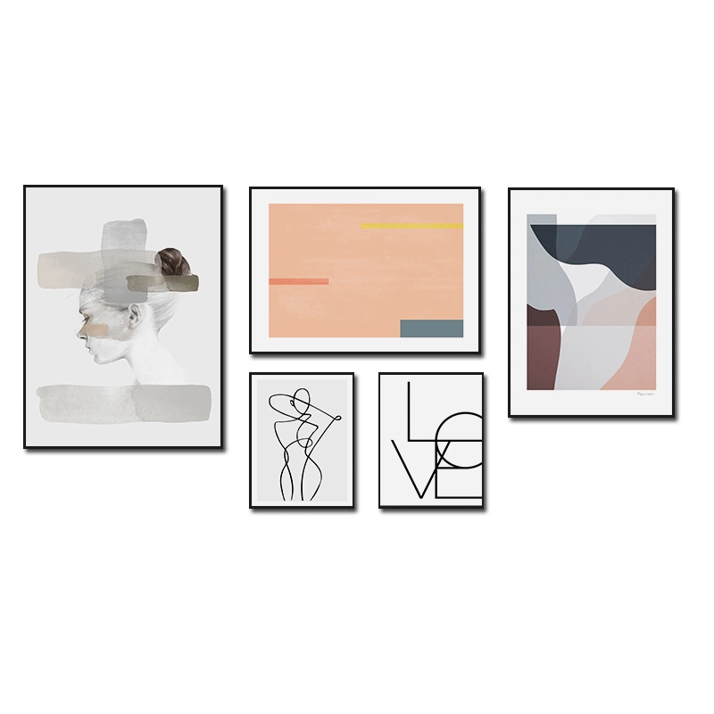 Abstract 5 Piece Canvas Wall Art Painting Modern Home Room Decoration PS Framed Picture Display Printing Decor Canvas