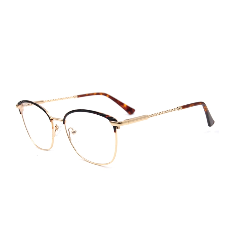 New Design Fashion 2019 Latest Optical Eyewear Frames Cat Eye Metal Big Frame with Twist Temple