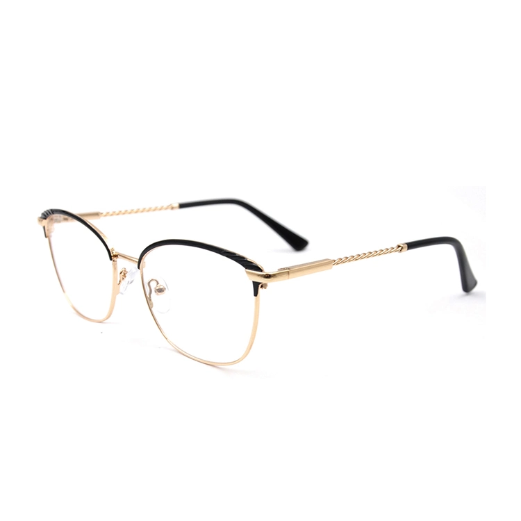 New Design Fashion 2019 Latest Optical Eyewear Frames Cat Eye Metal Big Frame with Twist Temple