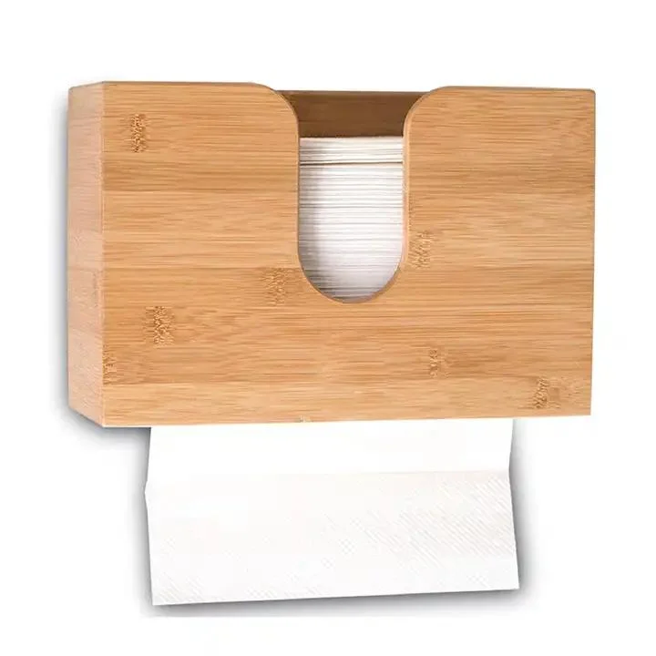 Hot Sale Kitchen Restroom Decor Paper Holder Bamboo Wooden Napkin Holder