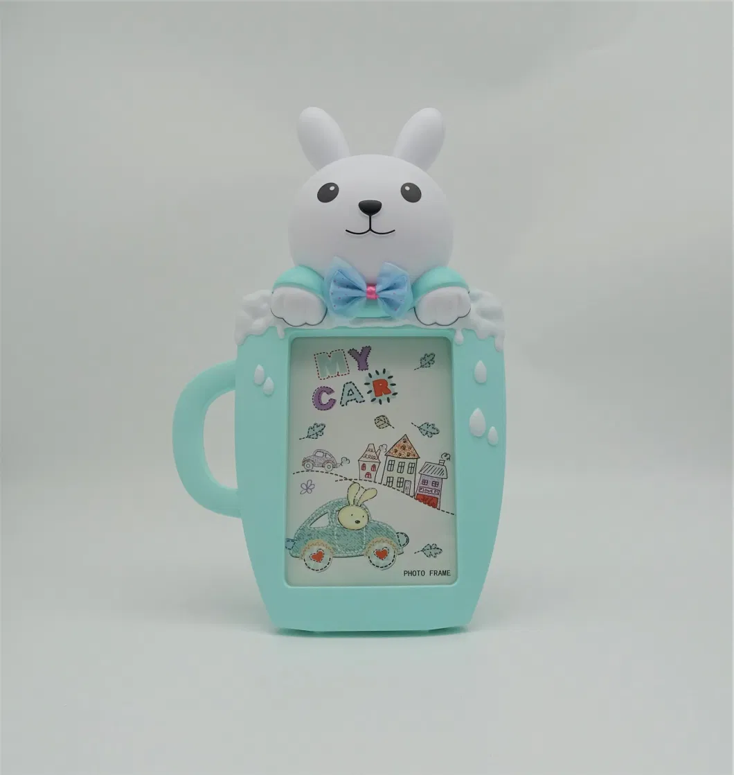 Baby Photo Frame Rabbit Cute Cartoon Dorable and Re-Usable Memorial Tablestop Standing Plastic Picture Frame