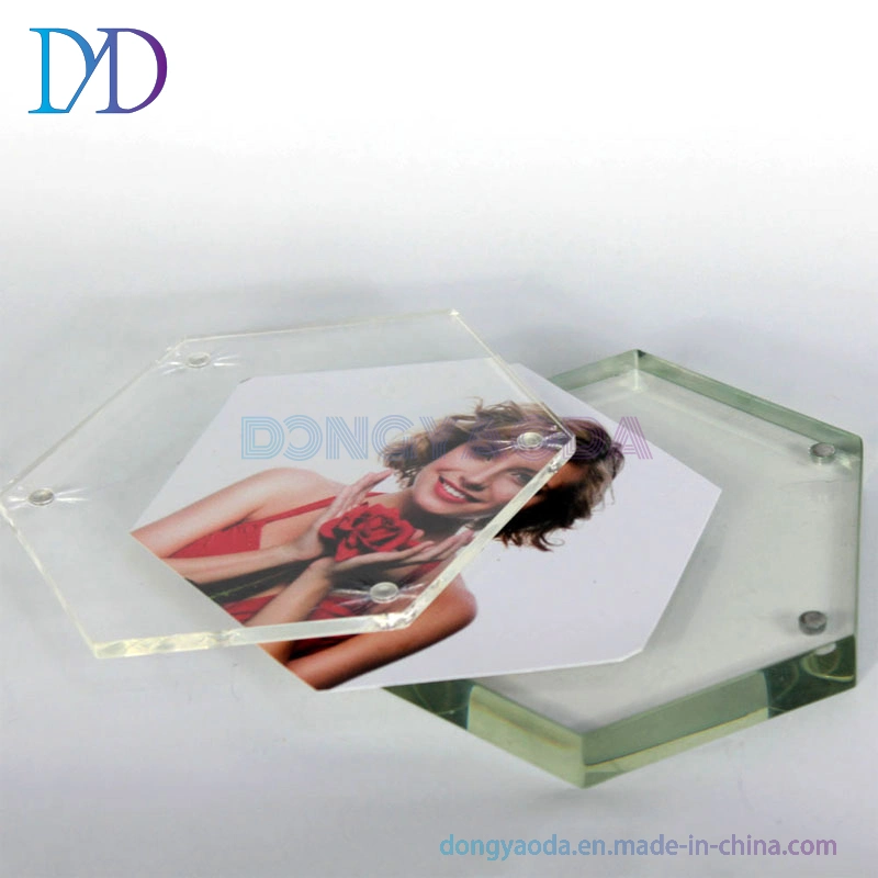 Custom Creative Personality Hexagonal Acrylic Photo Frame Hexagonal Diamond Magnetic Wall Hanging Table