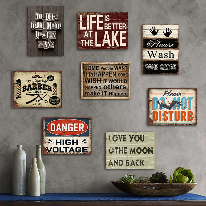 Home Decor Canvas Modern Unique Wood Metal Wall Art