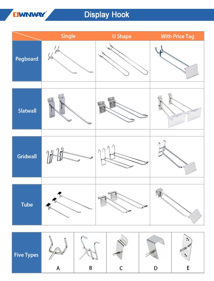 Supermarket Hanging Display Metal Hanger Hook with Multiple