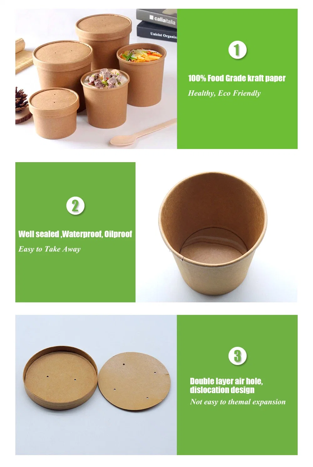 Wholesales Vegetable and Fruit Packing Kraft Paper Bowls 1300ml High Quality Paper Bowl