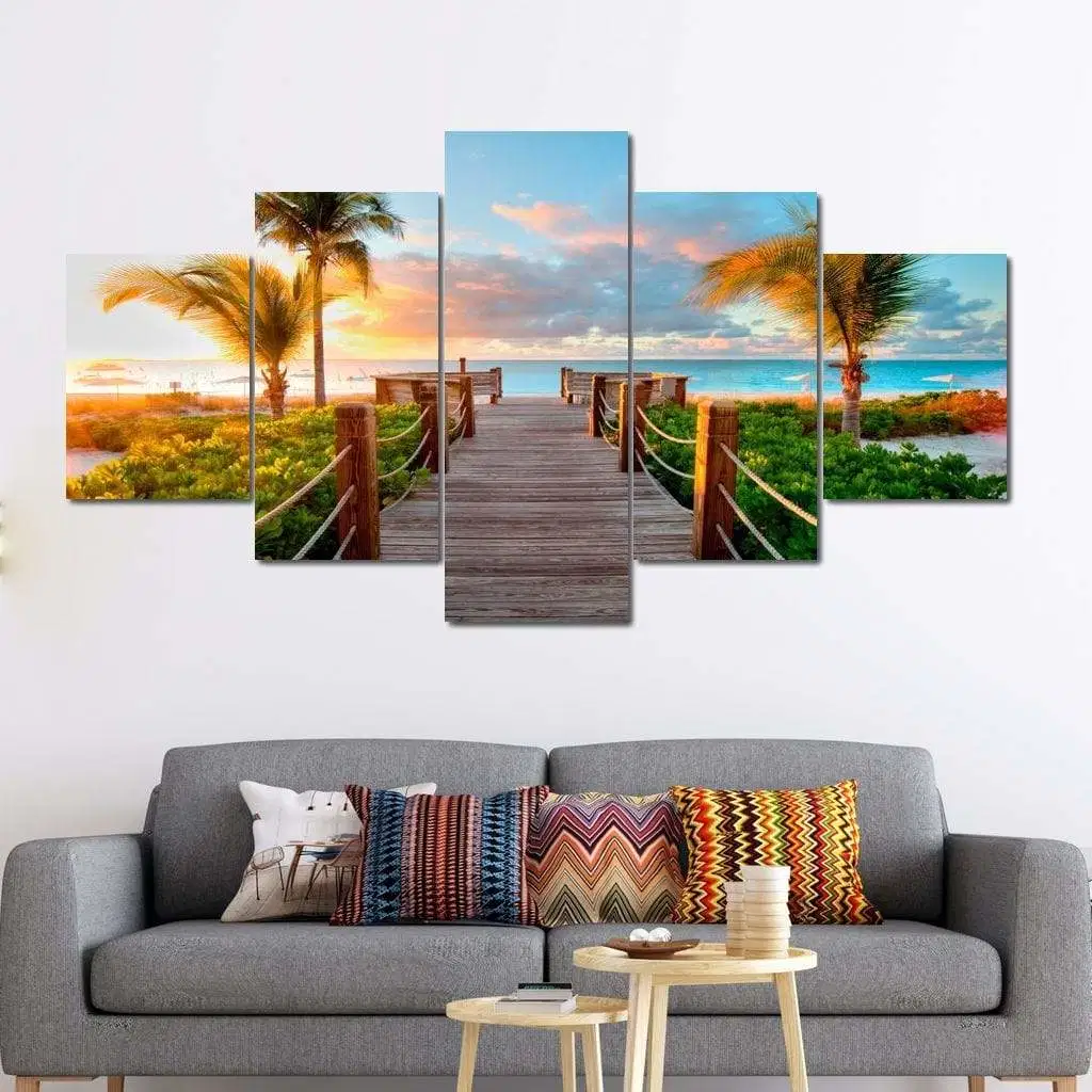 Home Decor 5 Piece Framed Photo Canvas Print Landscape Hanging Wall Art