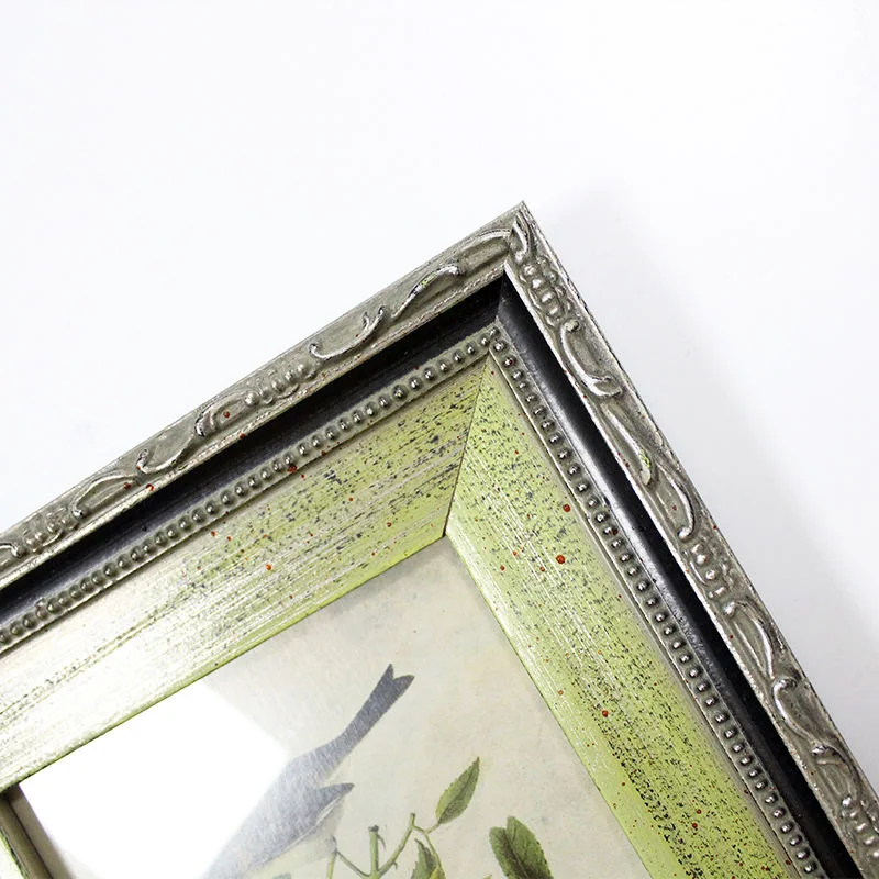 Vintage European Antique Rectangular Desktop or Wall Hanging Wooden Picture Photo Frames