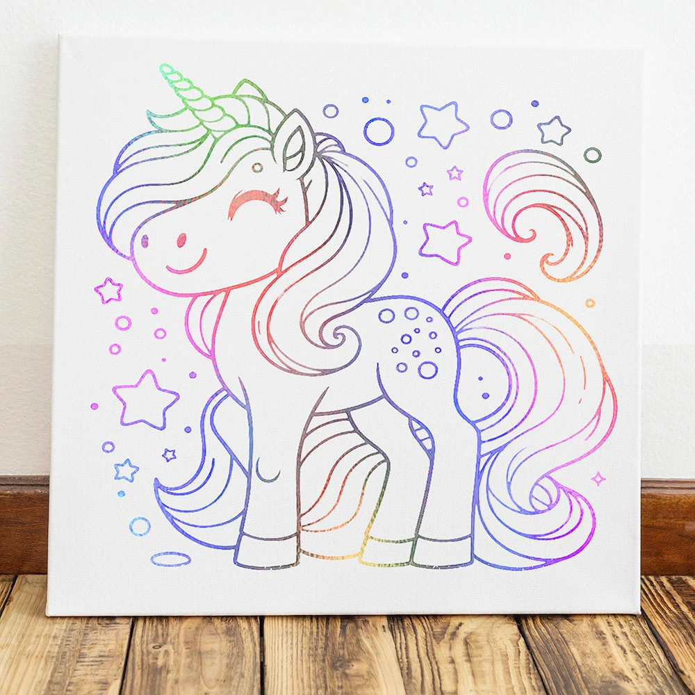 DIY Unicorn Rainbow Foiled Canvas Painting