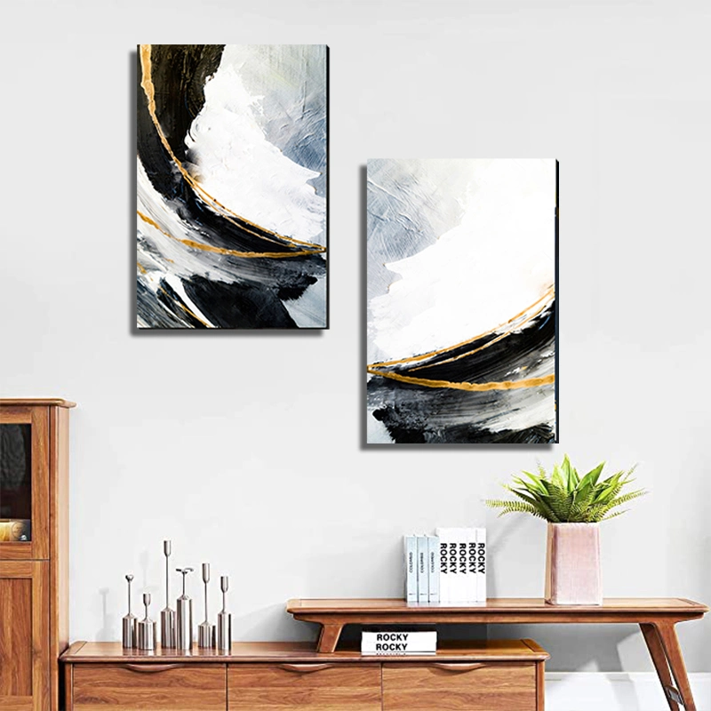 Oil Painting Canvas Wall Art Luxury Golden Home Decoration Modern Abstract Hand Painted Frame Picture Artistic Aesthetic