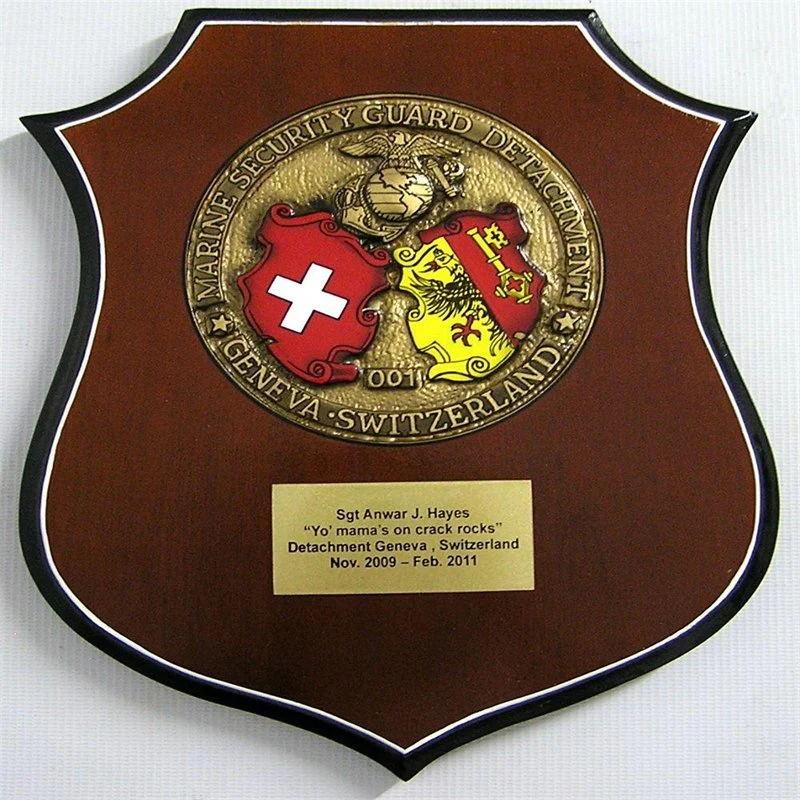 Customized Logo Printed The Medal Tray Medal Trophies Award Metal Plate for Windy Gity Open Souvenir Wood Wooden Plaque