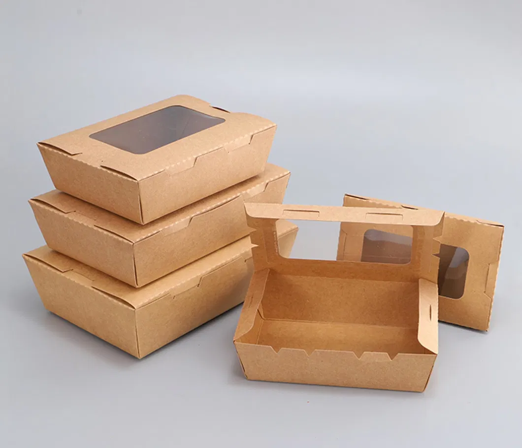 Disposable Kraft Paper Bowls Fruit Salad Bowl Food Packaging Containers Takeaway Party Favor Lunch Box Wholesale