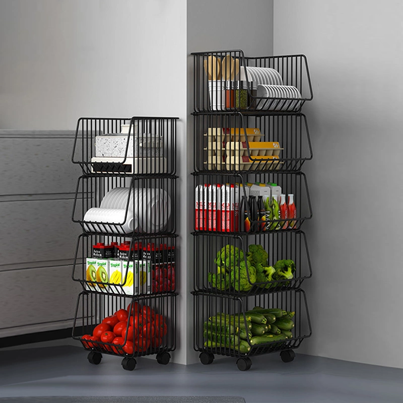 Kitchen Organizer Trolley Rotating Square Fruit Vegetables Basket Bowl Storage Fruit Kitchen Vegetable Storage