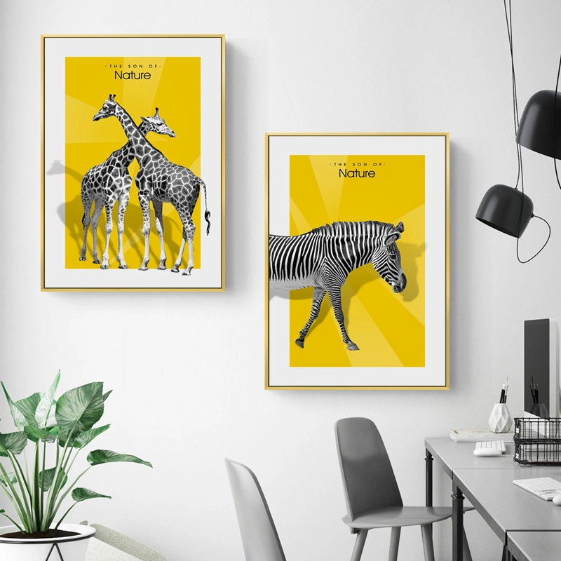 3pieces Modern Wall Art Oil Painting Animal Giraffe Canvas Art Prints