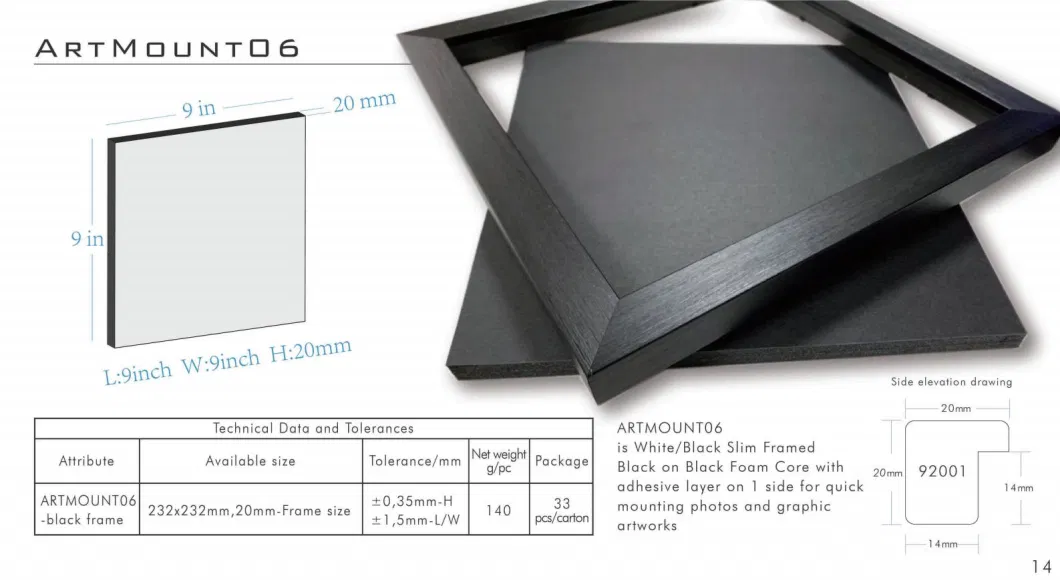 Removable PS/Polystyrene Photo Frame with Foam Board for Photo Installed