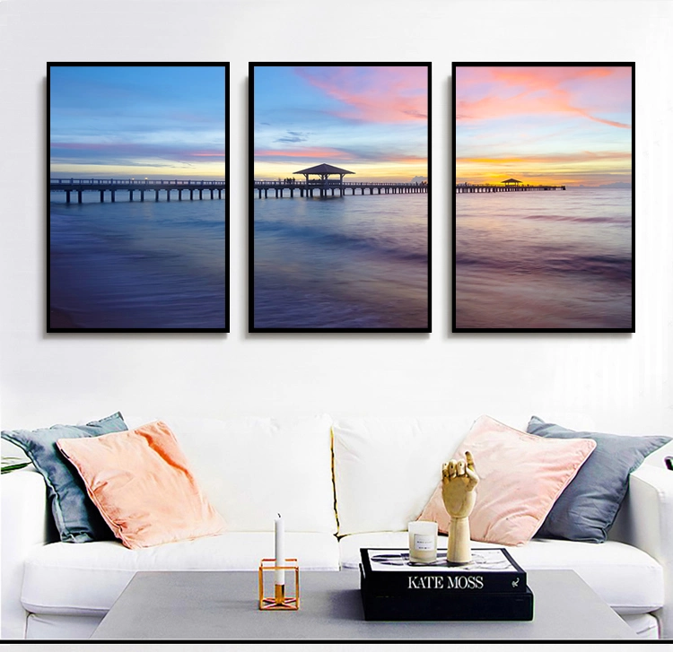 Beach Scenic Sea View Scenery Landscape Modern Custom Canvas Wall Art Cheap Home Hotel Decor Framed Picture 3 Piece Panel Set