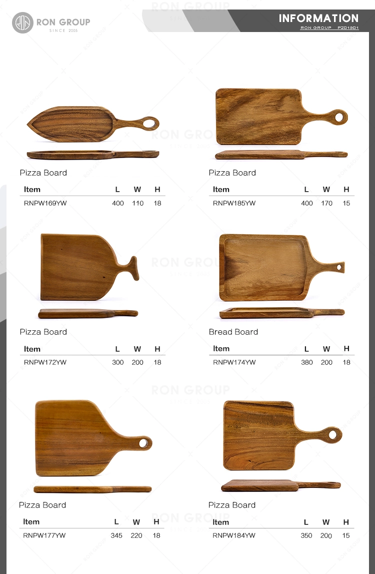 Popular Restaurant Wood Plate Teak Solid Wood Bread Board with Handle Serving Tray