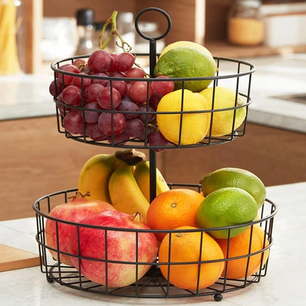 2 Tier Fruit Basket Bowl Vegetable Stand Holder Kitchen Organizer