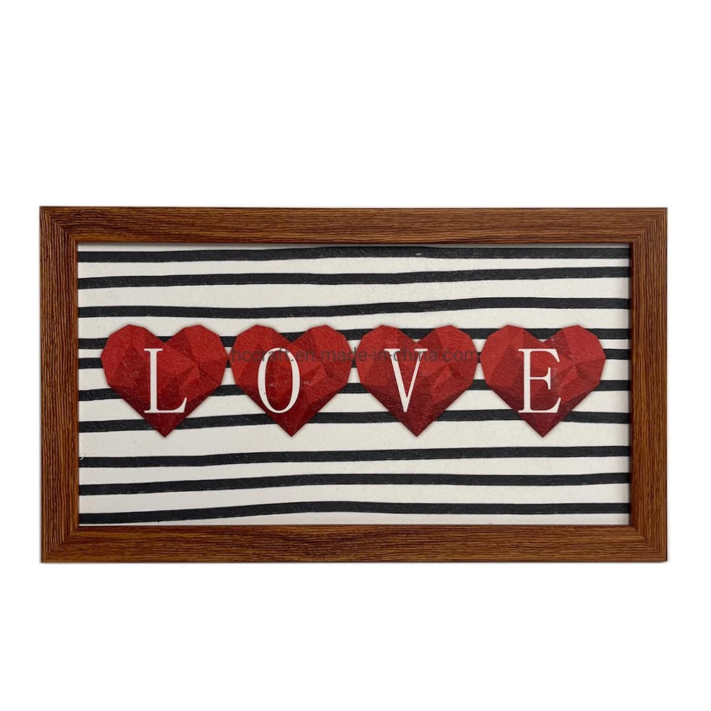 Amazon Hot Sell Valentine&prime;s Day Indoor Hanging, Valentine&prime;s Day Home Door Hanging Love Words Wall Wooden Framed Wall Plaque Sign