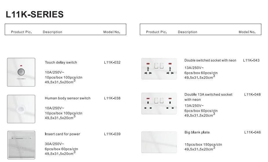 Colourful Switch Socket Wall Electrical Series Multi Function