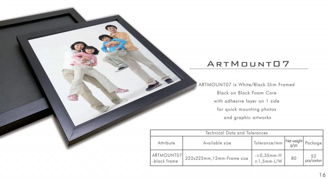 Removable PS/Polystyrene Photo Frame with Foam Board for Photo Installed