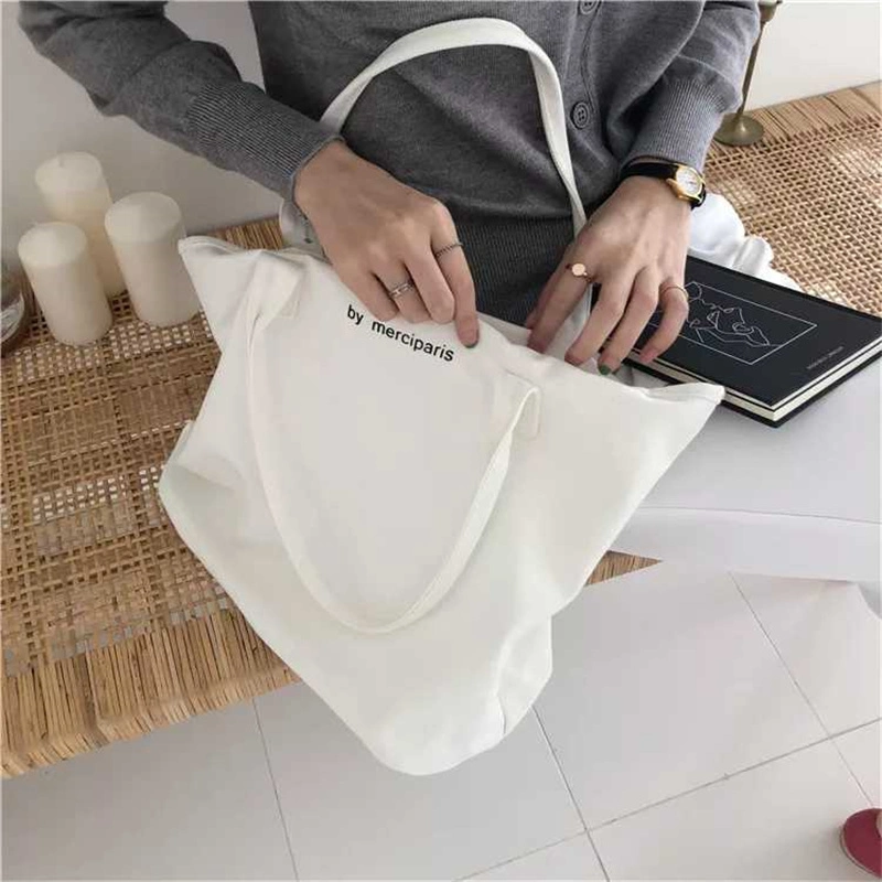 Designed Manufactory Oversized Zipper Custom Canvas Cotton Tote Bag