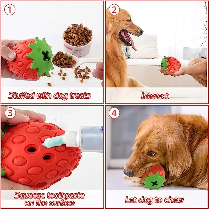 Strawberry Dog Chew Toys Rubber for Boring Puppy Teething Toys