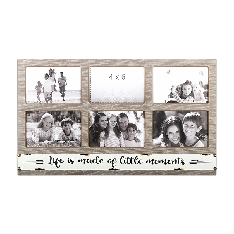 Wooden Frame Family Photo Collage with Weekly Chalkboard for Home Decor