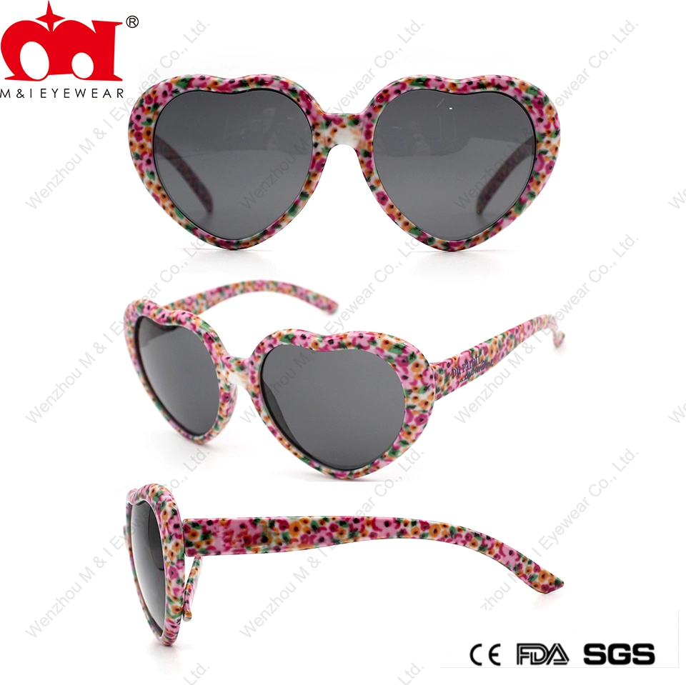 Heart Shaped Frame with Pattern Plastic Fashion Kids Sunglasses (LT20050)