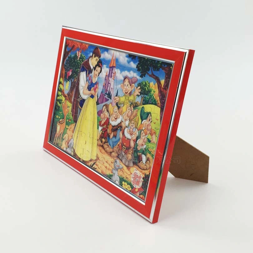 A4 Sublimation Blank Puzzle Photo Jigsaw Frame with Stander &amp; Silver Plastic Edge