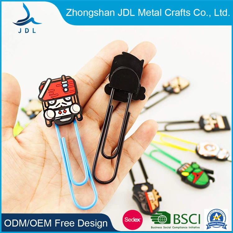 Custom Cartoon 3D Soft PVC Bookmark Metal Gold Plastic Paper Clip Holder Necklace Promotional (promotion) Gift