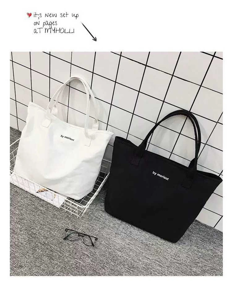 Designed Manufactory Oversized Zipper Custom Canvas Cotton Tote Bag