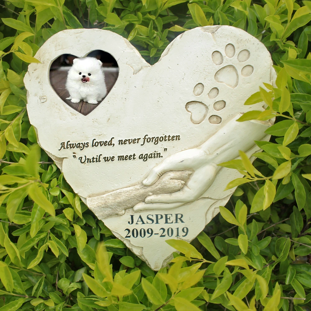 Custom Resin Heart Shape Pet Memorial Garden Stone Pet Memorial Picture Frame