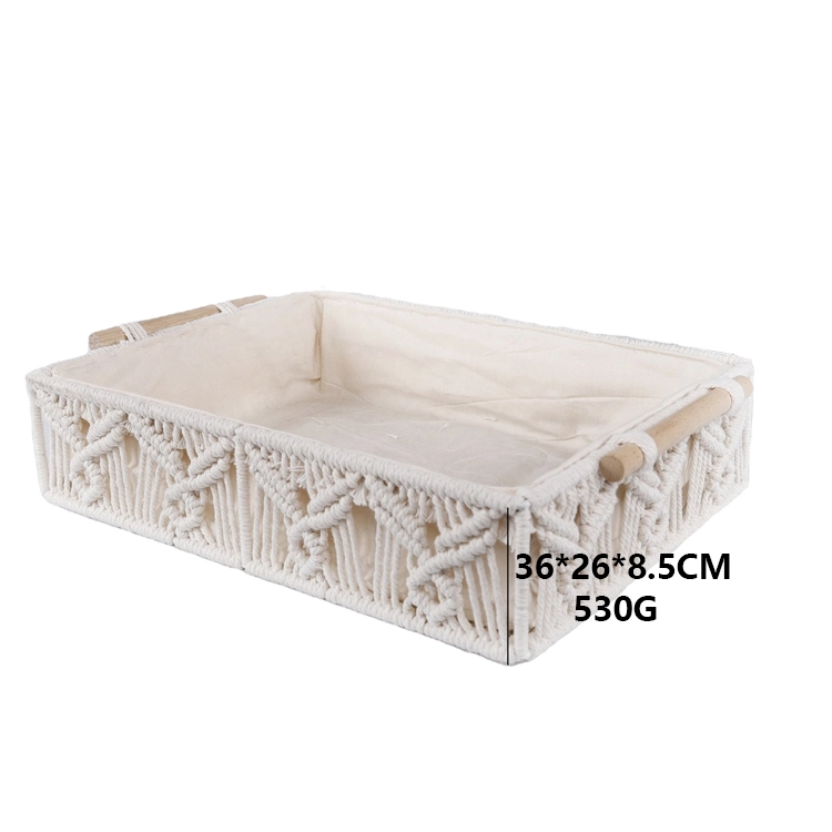 Wholesale White Hand Woven Storage Basket Boho Cotton Storage Basket