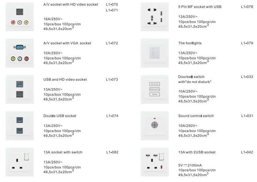 Household Electrical Switch Socket Wall Colourful