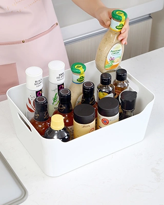 PP Kitchen Storage Organizer Basket for Toy Books Clothes Drinks Food Fruit Basket Storage Holder Kitchen Plastic Storage Organizer Basket