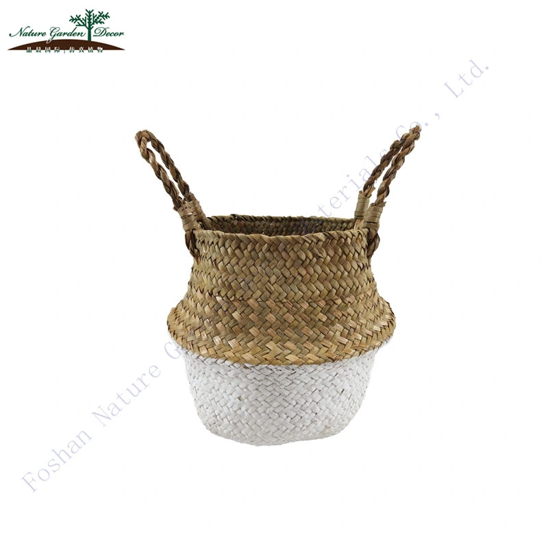 Amazon Hotsale Woven Baskets Storage with Handle Plant Decor Seagrass Basket