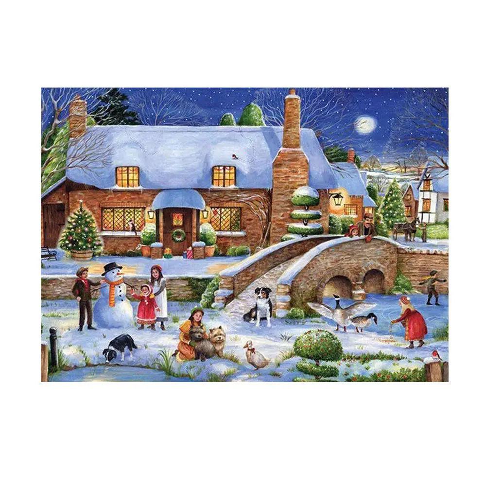 DIY OEM/ODM Full Drill Christmas Scenery Cross Stitch Embroidery Kits Art