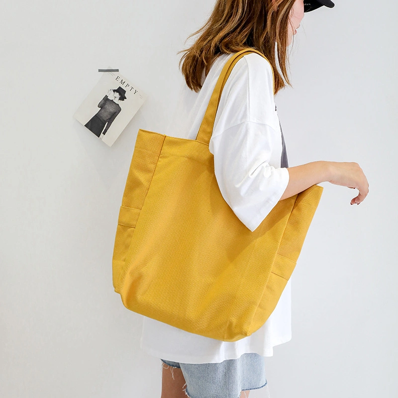 Solid Color Oversized One-Shoulder Tote Bag All-in-One Canvas Bag for Women